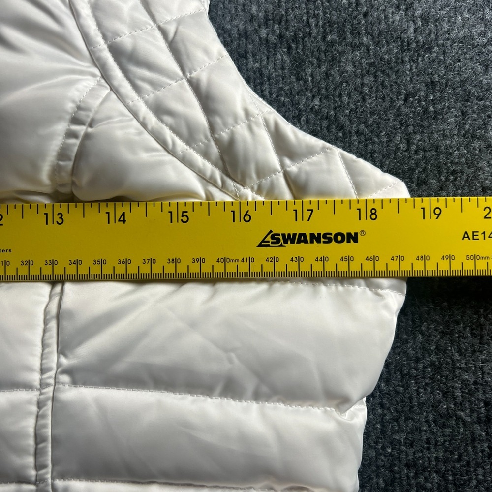 Blanc Noir Puffer Vest Womens Medium White Softshell Quilted Down Asymmetric Zip - Picture 4 of 15